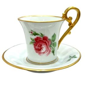 AK KAISER FLORAL DEMITASSE CUPS & SAUCERS - SET OF 3 #1531Circa 1950s-70s